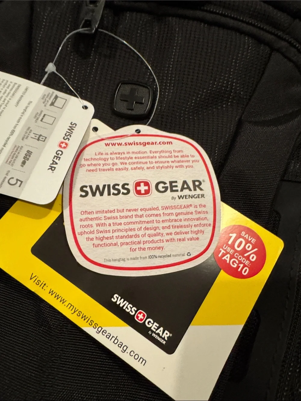 SwissGear Black Backpack with Multiple Compartments and Padded Straps